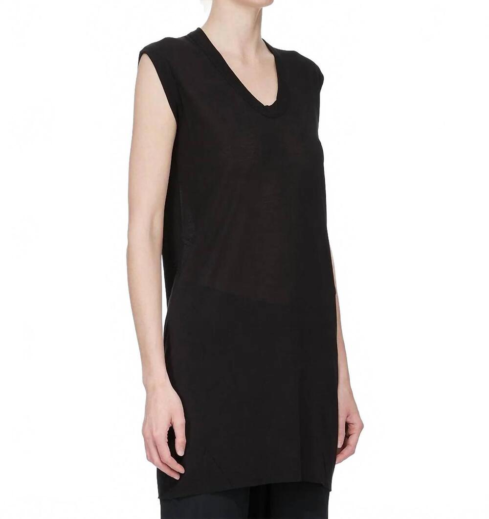 NEW RICK OWENS sleeveless soft v neck top in black
